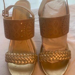 Metallic wedge sandals